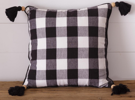 Red Buffalo Check Tassel Throw Pillow
