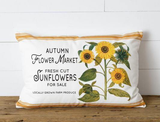 Fall Flower Market Large Lumbar Throw Pillow