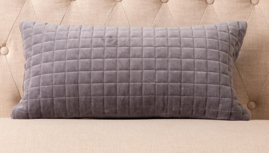 Slate Blue Quilted Lumbar Pillow
