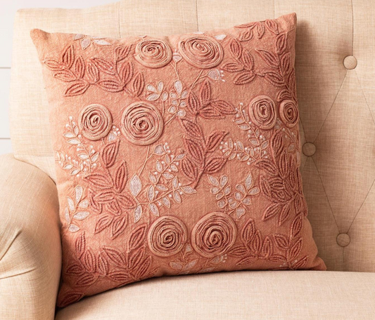 Rose Embossed Throw Cushion